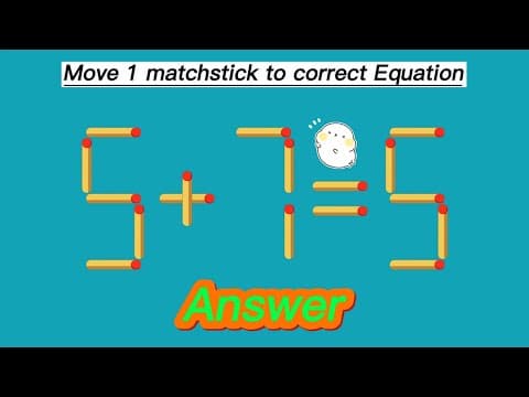 Fix in only 1 move 5+7=5 | Matchstick Puzzle