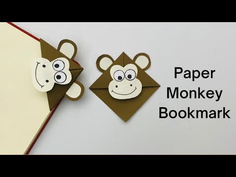 DIY Paper MONKEY Bookmark / Origami Bookmark / Paper Craft / Paper Flower / Paper Monkey Bookmark