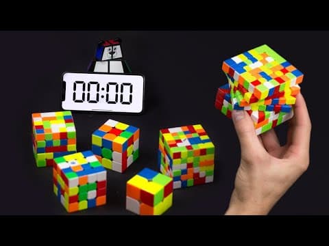 One handed speedsolving of 6 different cubes