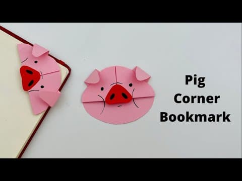 DIY Paper PIG Corner Bookmark!!! Paper Crafts For School / Origami Bookmark / Paper Craft