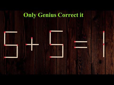 Turn the wrong equation into correct just in 1 move 5+5=1 #matchstick #puzzle #puzzlegames #math