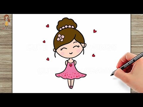 How to draw a cute doll - easy drawings - draw a cute little girl easy step by step