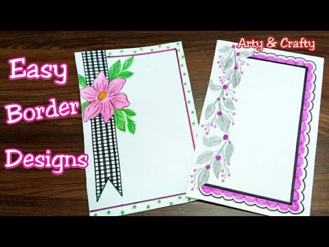 Easy border - border design on paper - front page design - borders for project by arty & crafty
