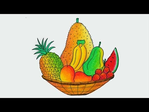 How to draw Fruit basket easy and simple step by step