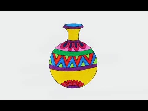 How to draw a pitcher with color step by step, very easy, water pot drawing