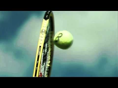 A racket flattens a tennis ball at 142 mph in slow motion