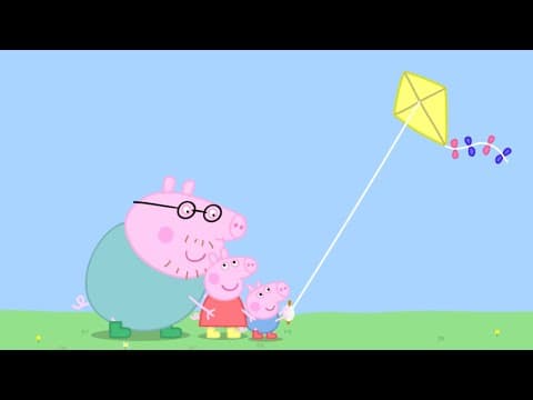 Daddy Pig Teaches Peppa and George How to Fly a Kite