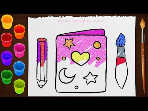 draw simple Kids Greeting card and colouring   -   draw and colouring step by step  -  Lesson 143