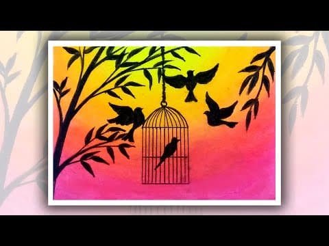 How to draw Birds Want freedom, Birds in cage drawing, Oil pastels drawing