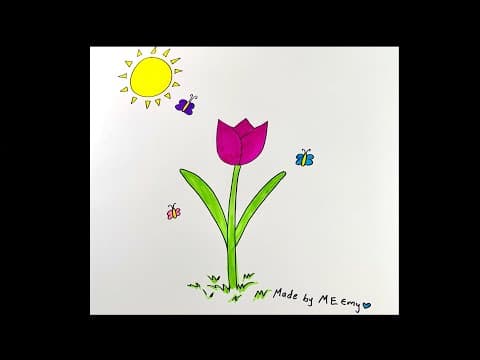 How to draw a spring tulip for kids