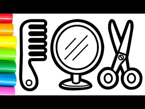 How to draw hair tools and color for kids