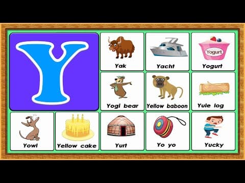 Words from y - vocabulary words - early childhood education - abc flashcards