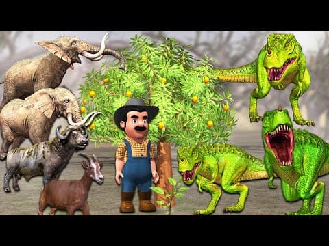 Buggy planting a Mango tree || Dinosaurs elephants and buffalo cartoon video by Rsk moral stories