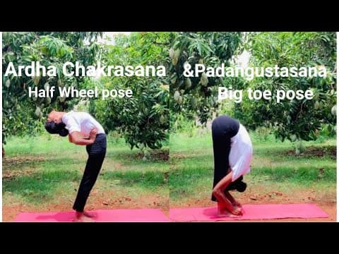 How to do ardha chakrasana & padangustasana step by step in telugu - benefits - contraindications