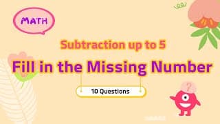 Subtraction up to Five | Complete the subtraction sentence | Kindergarten And Grade One Math Quiz