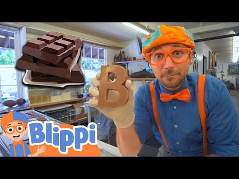 Blippi visits a chocolate factory educational videos for kids