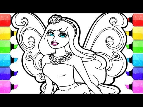 Barbie coloring pages - how to draw and color fairy barbie coloring book for kids