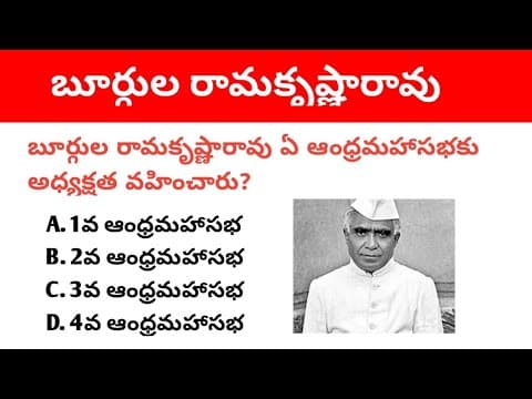 Burgula Ramakrishna Rao Important Mcqs in Telugu