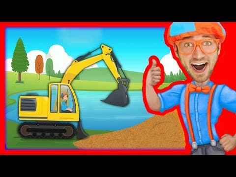 Construction vehicles for kids with blippi the excavator song