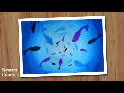 Underwater scenery drawing with oil pastel, Easy Oil pastel drawing for beginners