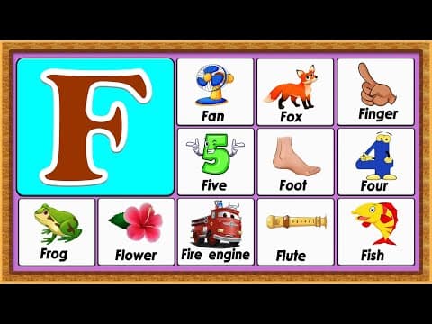 Words from f - vocabulary words - early childhood education - abc flashcards