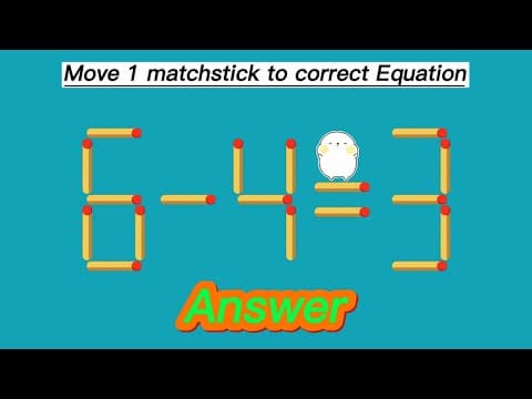 Fix in only 1 move 6-4=3 | Matchstick Puzzle