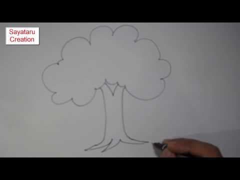 How to draw a Tree Step by step, Easy Tree Drawing