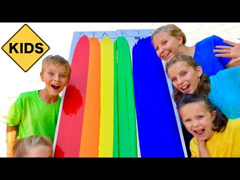 Learn English Colors Rainbow Paint Race