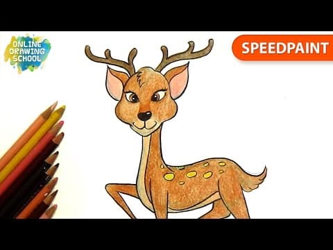 How to draw a Cartoon Deer   -  Lesson 67