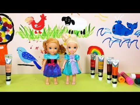 WALL Art Painting ! Elsa and Anna toddlers-school-Barbie is teacher-colors