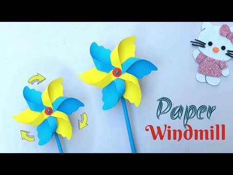 How to make a Paper Windmill (pinwheel) - DIY Paper Fan easy