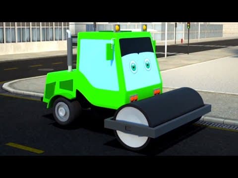 Road Roller, Animated Car Cartoon Video For Children