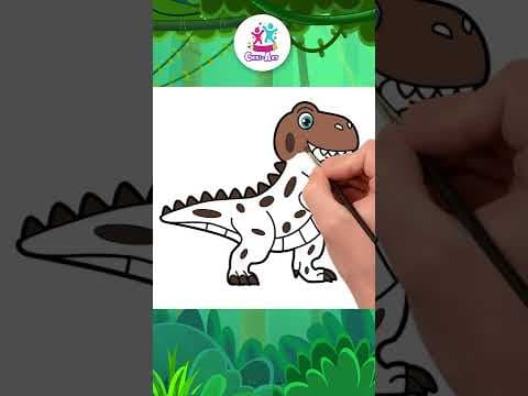 Easy dinosaur drawing - coloring - painting