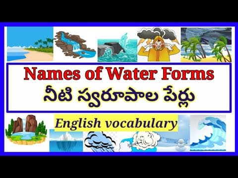 Water forms names - నీటి స్వరూపాల పేర్లు - landscapes - english vocabulary