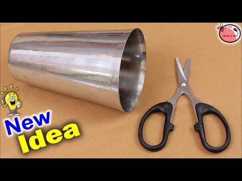 Flower Pot Making at Home || DIY Best Reuse of Steel Glass || Flower Vase Making || Handmade Craft