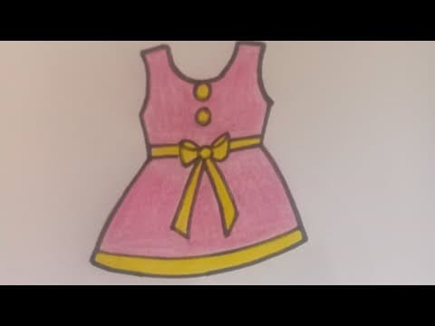 How to draw colorful frock - Frock Drawing - Draw Cute Dress