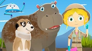 Funny Meerkat And Hippo | Dr Poppy On Safari | Cartoon Animals For Kids | Learning Videos For Toddlers