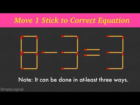 Can you make the equation true by moving just one matchstick ?
