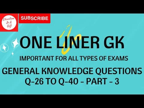 One Liner GK In English Part 3