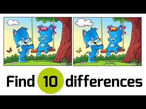 Find the 10 differences - spot the difference game - fun puzzles