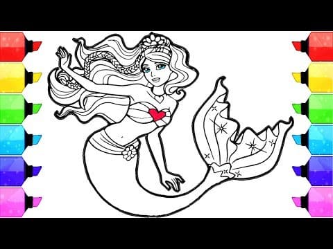 Barbie coloring pages mermaid - how to draw and color barbie sereia mermaid coloring book pages