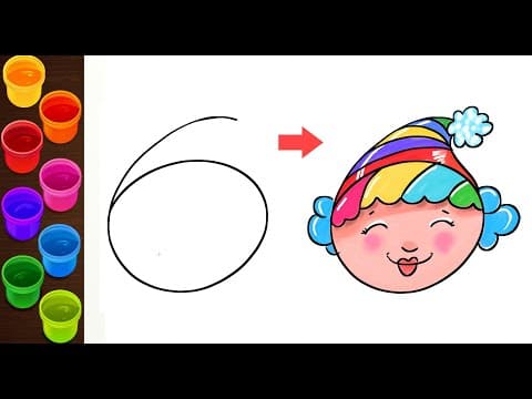 How to Draw Cute Clown face - Drawing with Numbers - Lesson 133