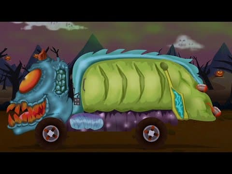 Scary Garbage Truck, Halloween Car Cartoon Video For Kids