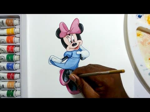 How to draw minnie mouse  -  Lesson 49