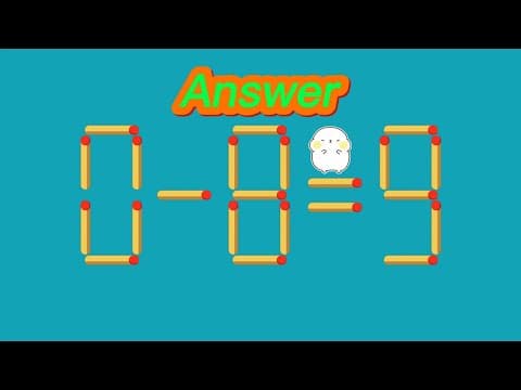 Matchstick Puzzle | 0-8=9 Move only 1 match to make equation correct