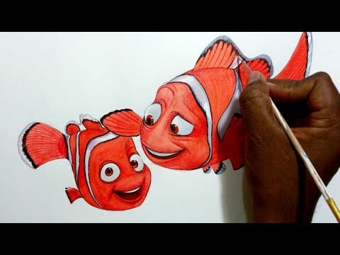 How to draw Nemo and Marlin   -  Lesson 44