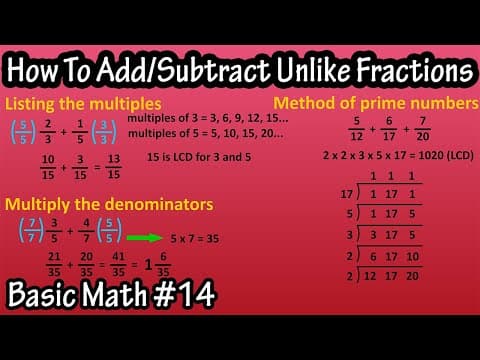 How To Add And Subtract Unlike Fractions With Different Denominators - 3 Methods