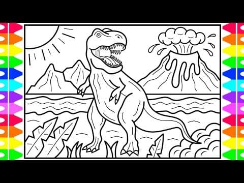 How to draw - dinosaur for kids - dinosaur drawing- dinosaur coloring book pages for kids