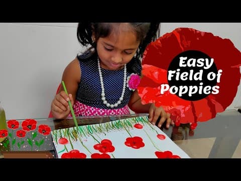 How to paint poppies for kids - flower painting
