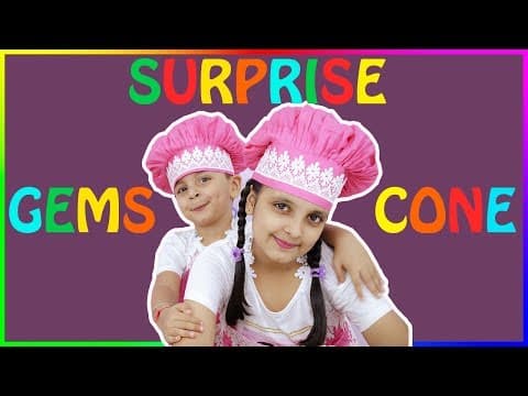 GEMS SURPRISE CONE - जेम्स का चॉकलेट कोन Kids Cooking Without Fire Craft - Aayu and Pihu Show